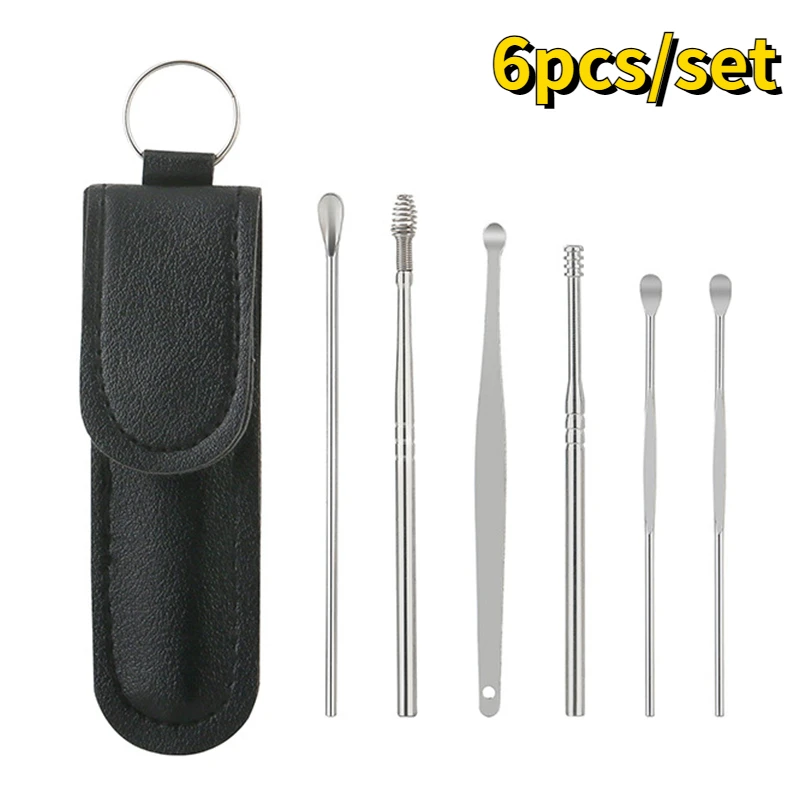 Ear Cleaner Wax Pickers Earpick Wax Remover Curette Ear Pick Cleaner Kit Spoon Care Ear Clean Tool  6pcs/set