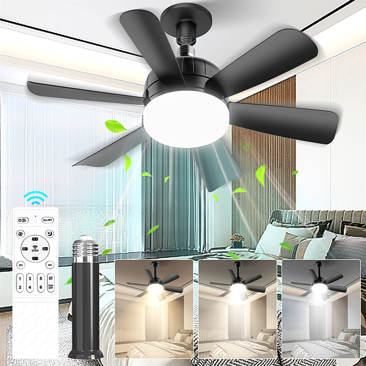 Ventilatore Da Soffitto 54 Pollici Con Luce LED E Telecomando - 5 Pale, Motore Reversibile, 3 Velocità - Moderno Per Soggiorno E Sala Da Pranzo