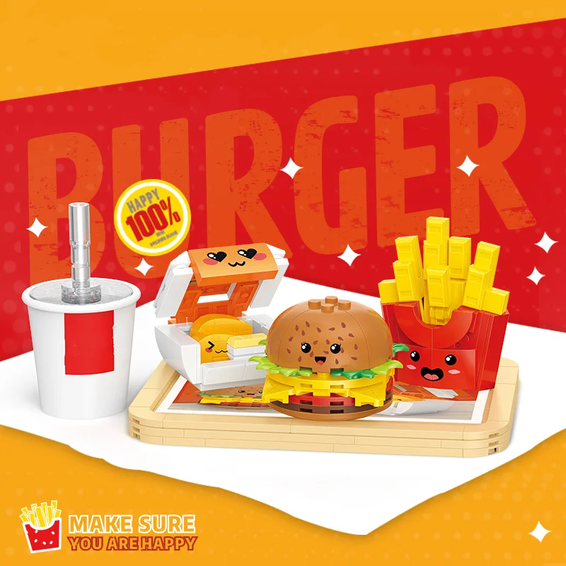 

City Friend Food Drink Building Blocks Toys Cute Burger Fries Cola Set Blocks Toys for Children Gift Mini Blocks Kids Toys