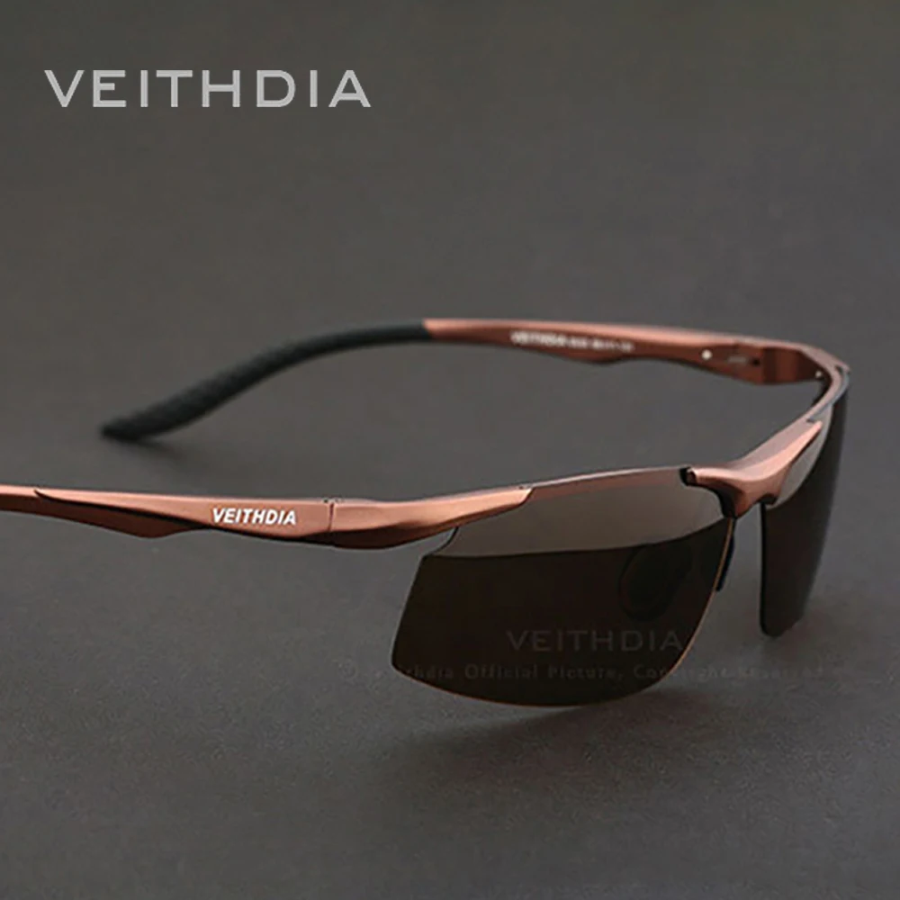 VEITHDIA okulary aluminium mężczyźni spolaryzowane UV400 obiektyw prostokąt Rimless jazda samochodem łowienie ryb okulary okulary sportowe dla mężczyzn 6535