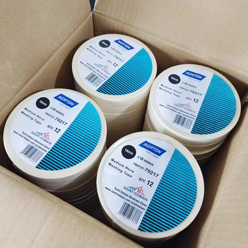정통 Saint-Gobain NORTON 18MM * 50M 크래프트 종이 마스킹 테이프는 산업용 고점도를 보호합니다.