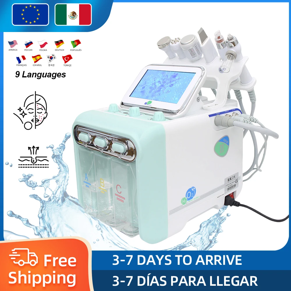 6 in 1 Hydro Dermabrasion Facial Machine Water Oxygen Skin Cleaning Lifting Professional Aqua Peeling Beauty Device