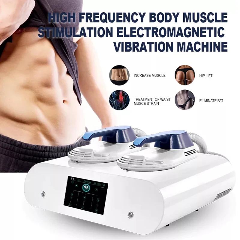 2 Handle Portable Electric Body Shaping Muscle Stimulator Ems Electromagnetic Fat Burner Weight Loss Machine for Fitness