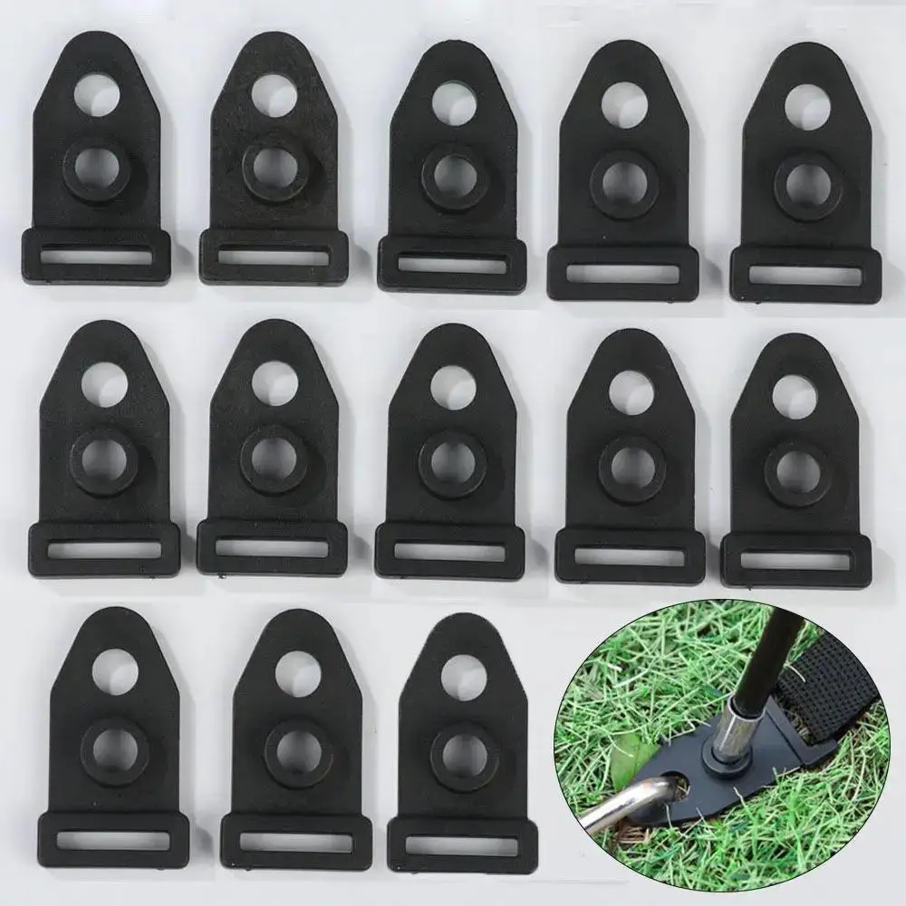 10PC High Quality Double Hole Black Mountaineering Accessory Tent Foot Clip Windline Buckle Tent Clip Outdoor Camping Travelling