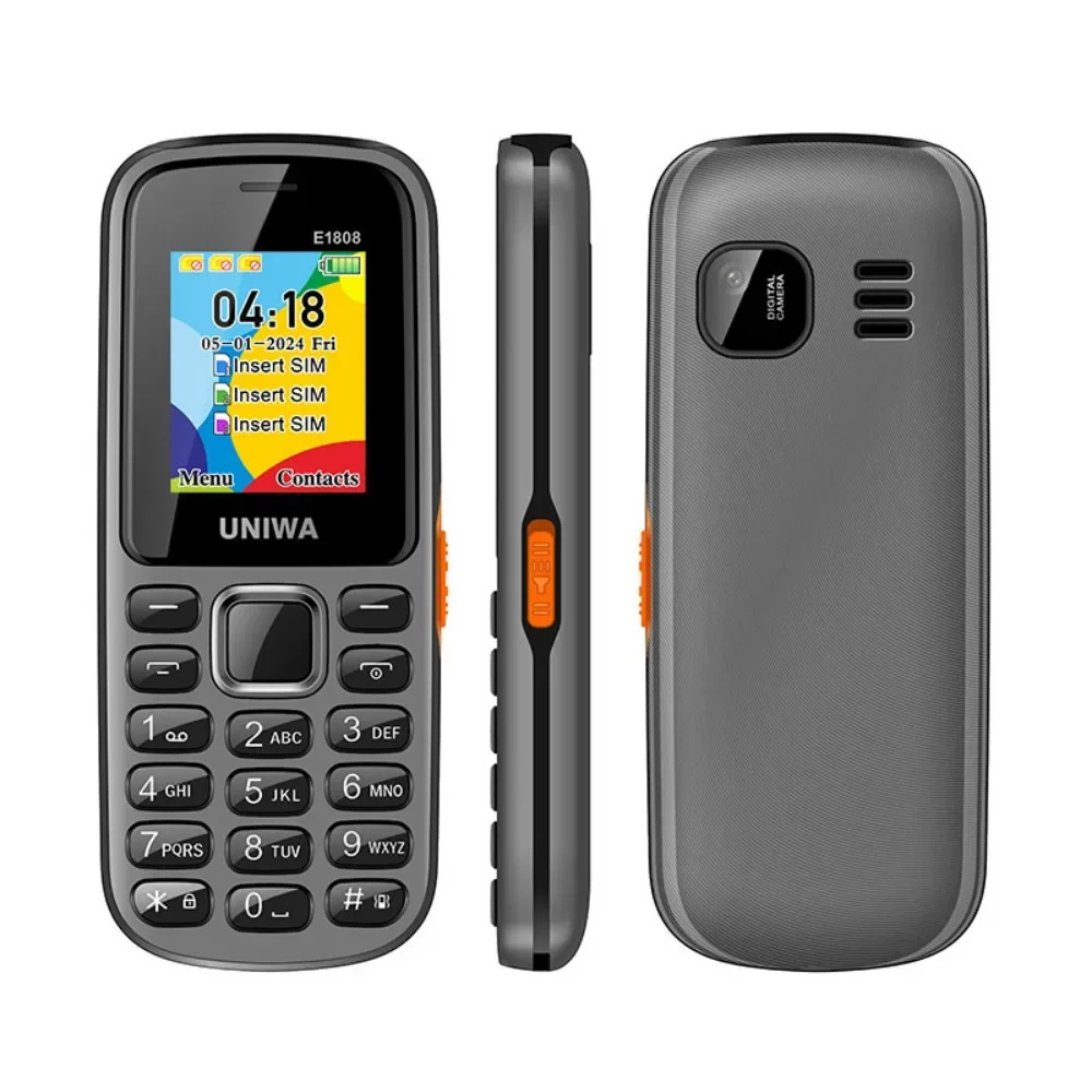 UNIWAE1808 3 SIM Card 3 Standby Feature Phone Wireless radio Flashlight High volume for Elder 2G Keypad Mobile Phone