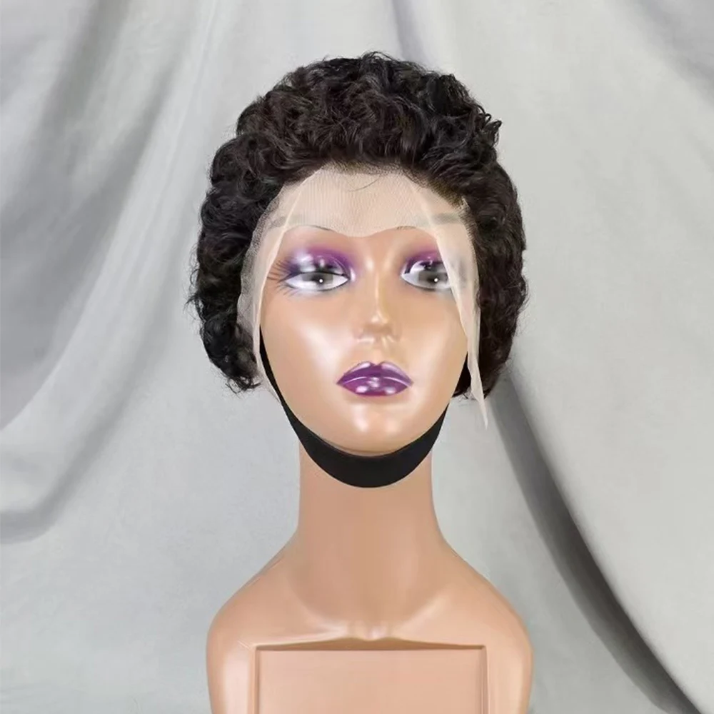 13x4 Lace Frontal Short Pixie Cut Curly Wave  Human Hair Wigs 180% Density 13x4 Lace Front Human Hair Wig for Black Women