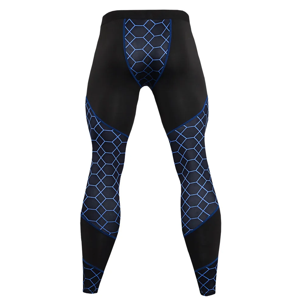 S-3XL Pantaloni sportivi da corsa Fiess da uomo Pantaloni da allenamento con pannelli stampati Leggings elastici ad asciugatura rapida traspiranti_voghion.com