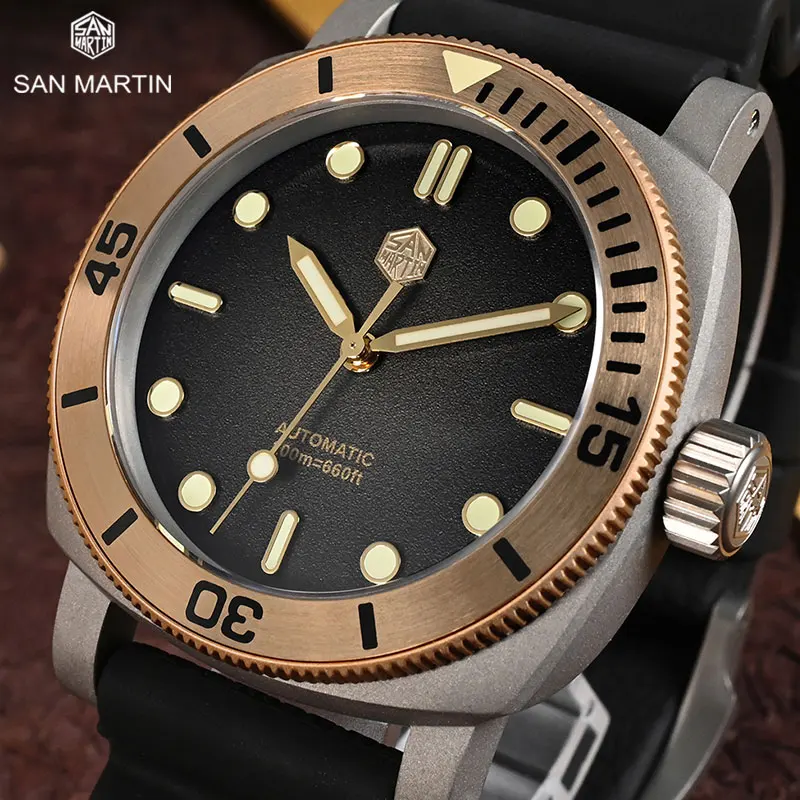 

San Martin Classic Retro Titanium Diver Watch NH35 Automatic Men Mechanical Watch Bronze Bezel Sapphire Luminous Waterproof 200m