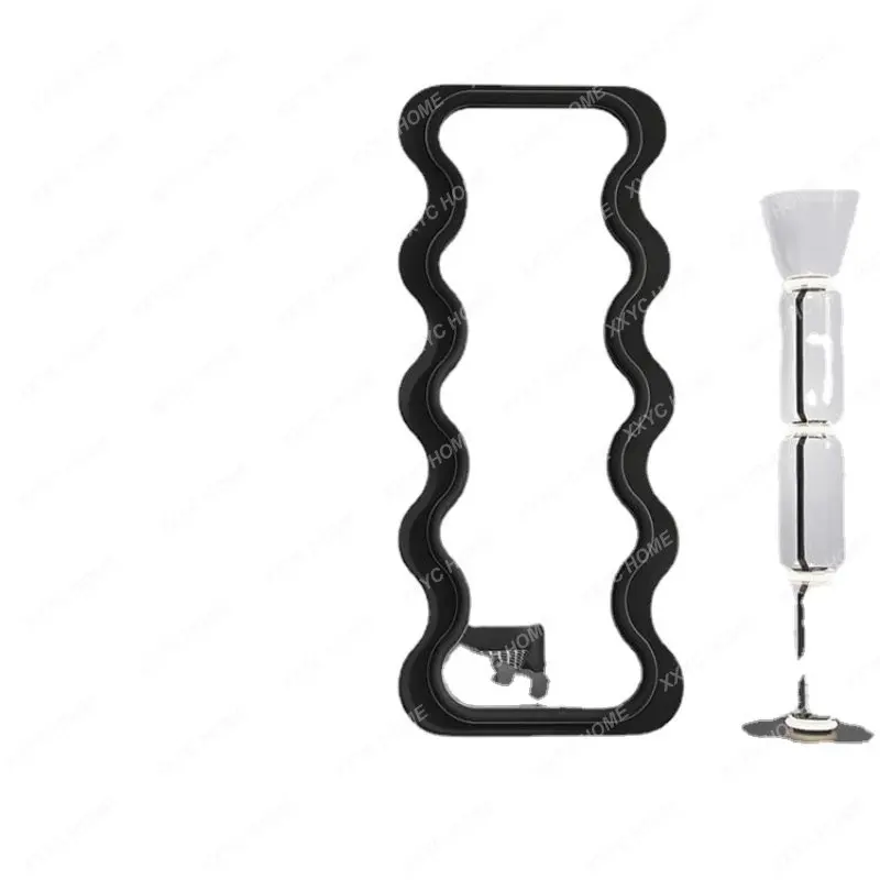 

Nordic Small Apartment Dressing Mirror Modern Home Retro Floor Mirror Minimalist Creative Wave Wall Full-Length Mirror