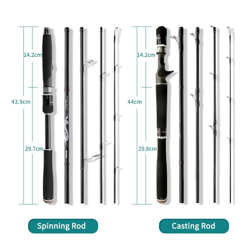 Kawa New Fishing Rod Middle Hard 1.98m Shrink Length 44cm 5 Sections 140g With Original Box Portable Fuji A Ring  EVA Handle
