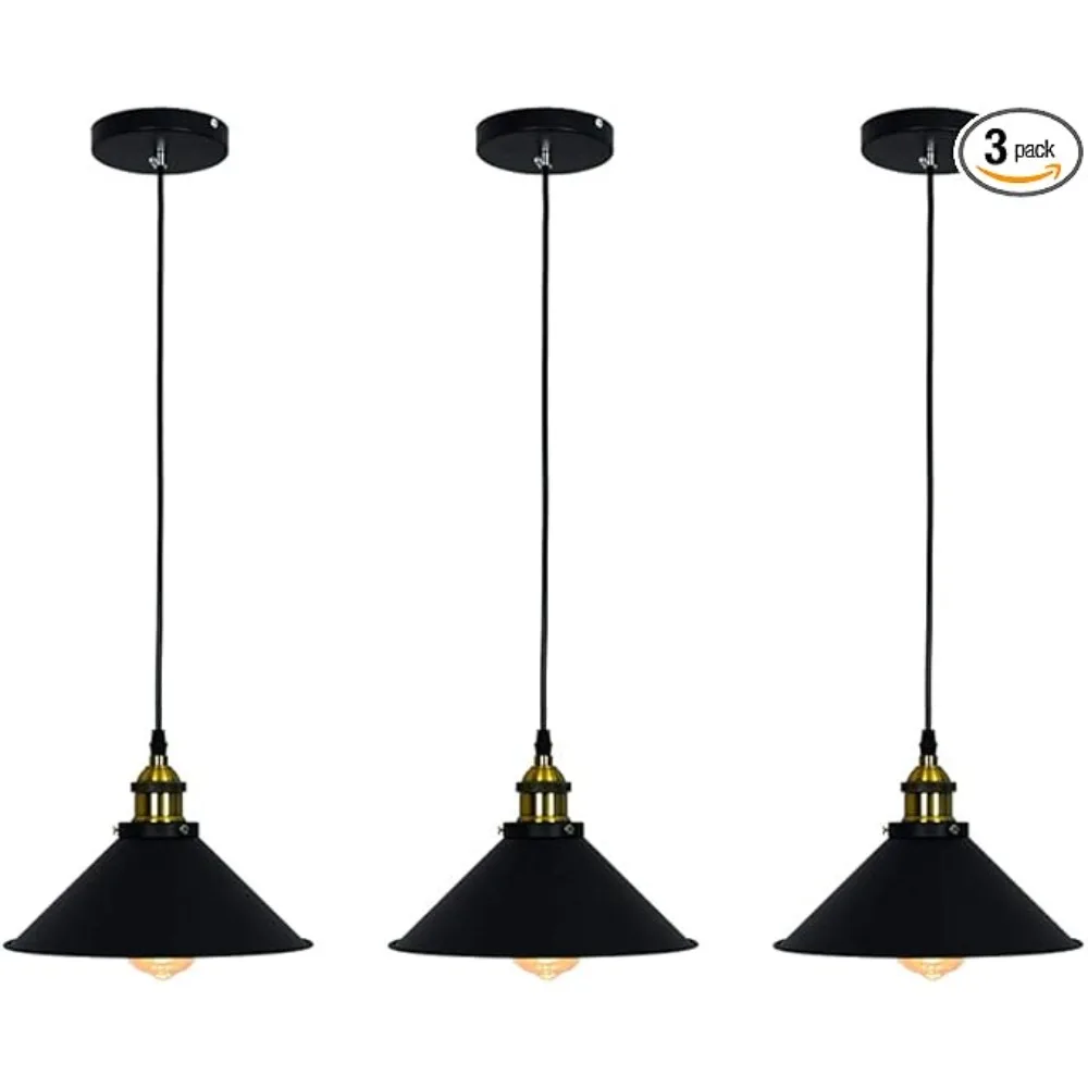 Black Vintage Pendant Light Loft Retro Chandelier Pendant Lamp E27 Base Industrial Hanging Light Edison Lighting for Living Room