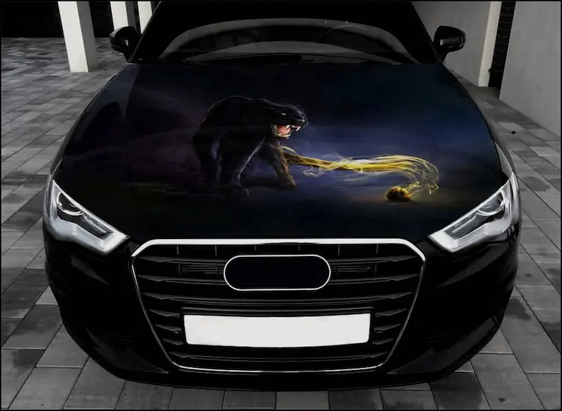 

Полноцветная виниловая наклейка Panther для капота автомобиля, дикая кошка