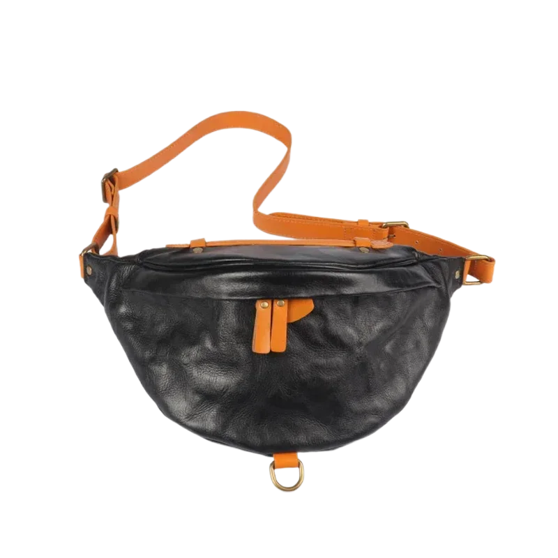 

Handmade Retro Men's Chest Bag with Top-grain Leather and Casual Style