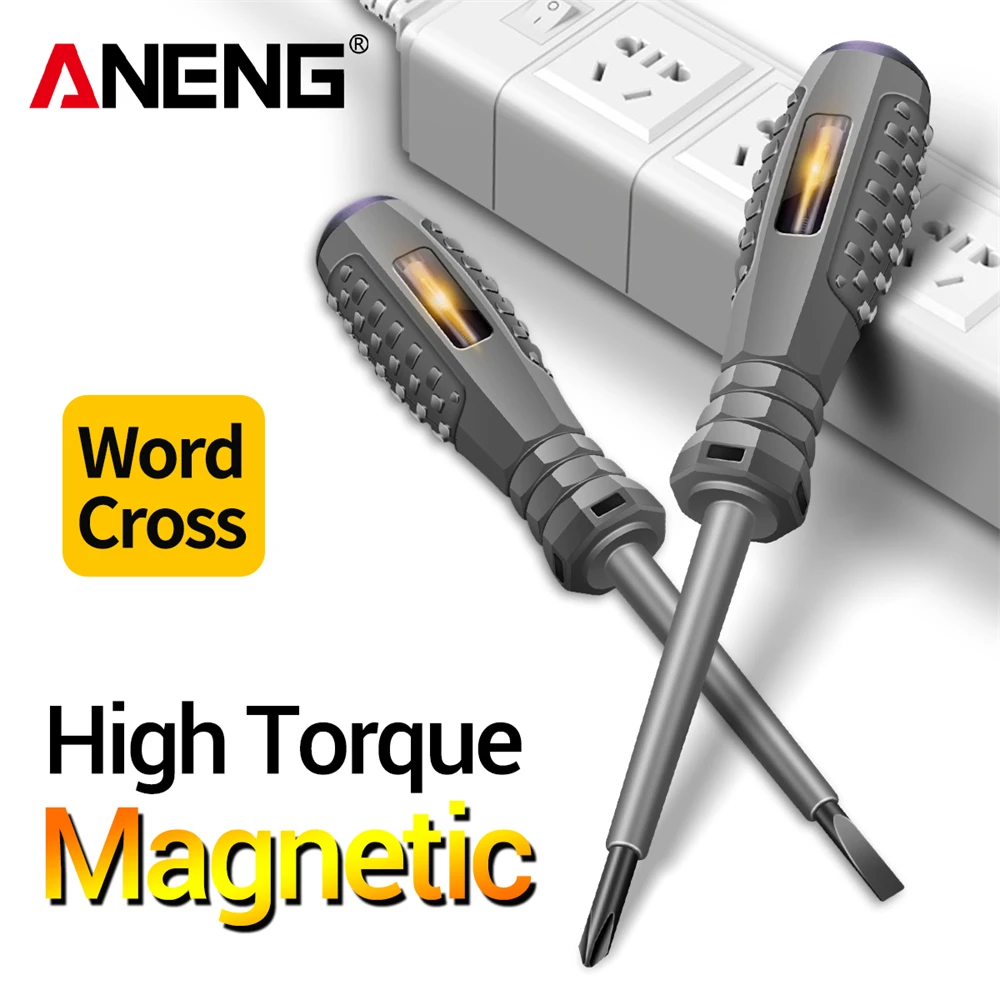 Slotted/Phillips Screwdriver Neon Bulb Indicator Non-Contact Insulated Tester Pocket Detector Pen ANENG B04 Electrician Tools