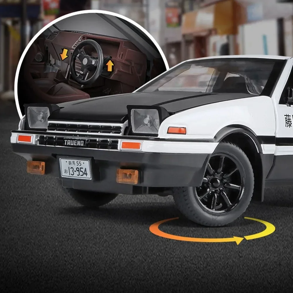 1:24 Initial D Toyota Trueno AE86 Alloy Diecast Car Model Sports Car Toys For Kids Adults Pull Back Vehicles Toy Cars Black Hood 4