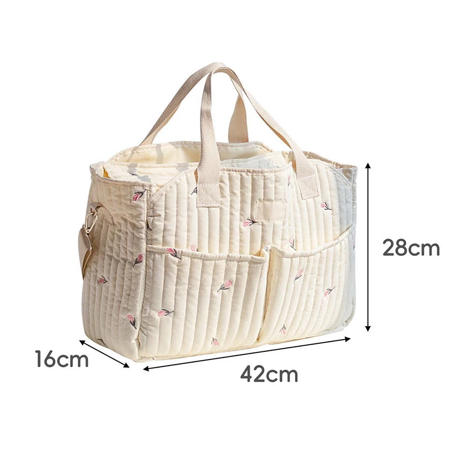 Mummy Bag With Bear Embroidery, Large Capacity Lightweight Tote_voghion.com
