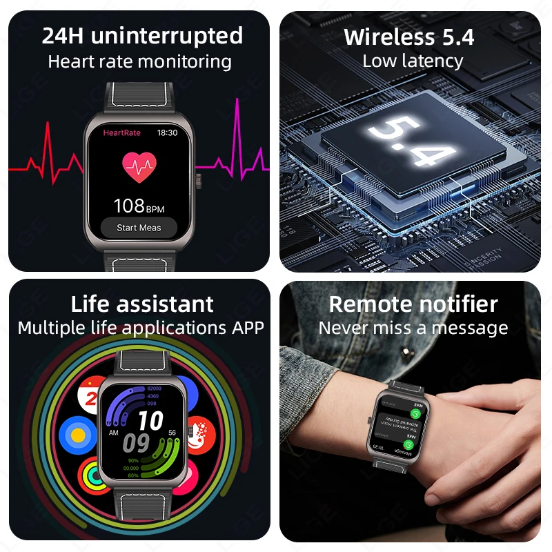 LIGE 2025 Dynamic Island Smart Watch 1.83" HD Voice Calling Men Sports Fitness Heart Rate Smartwatch Women Custom Dial Watches