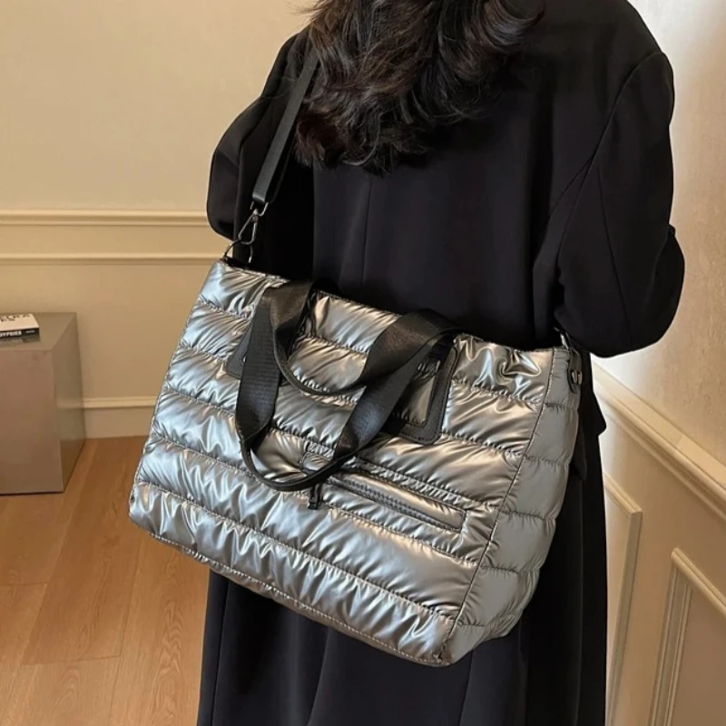 Large Capaci Casual Sle Women's down Cotton Jaet Bag Autumn Winter Versatile 2026 New Crossbody Bag Commuter Tote Bag Handbags