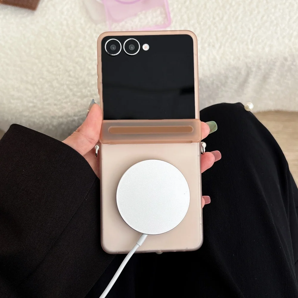 Matte Magnetic Wireless Charging Hinge Phone Case - Shockproof Ultra-Thin Hard Cover