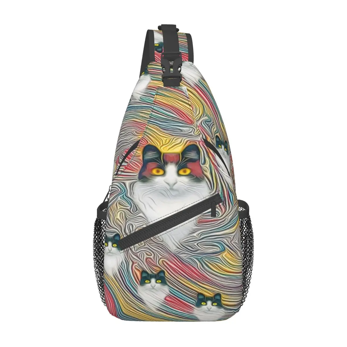 

Abstract Fibonacci Cats Chest Bag Modern With Zipper Mesh Bag Daily Cross chest bag Customizable