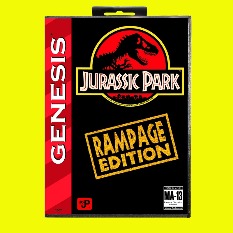 

Jurassic Park Rampage Edition MD Game Card 16 Bit with US Box for Sega Megadrive Genesis Video Game Console Cartridge