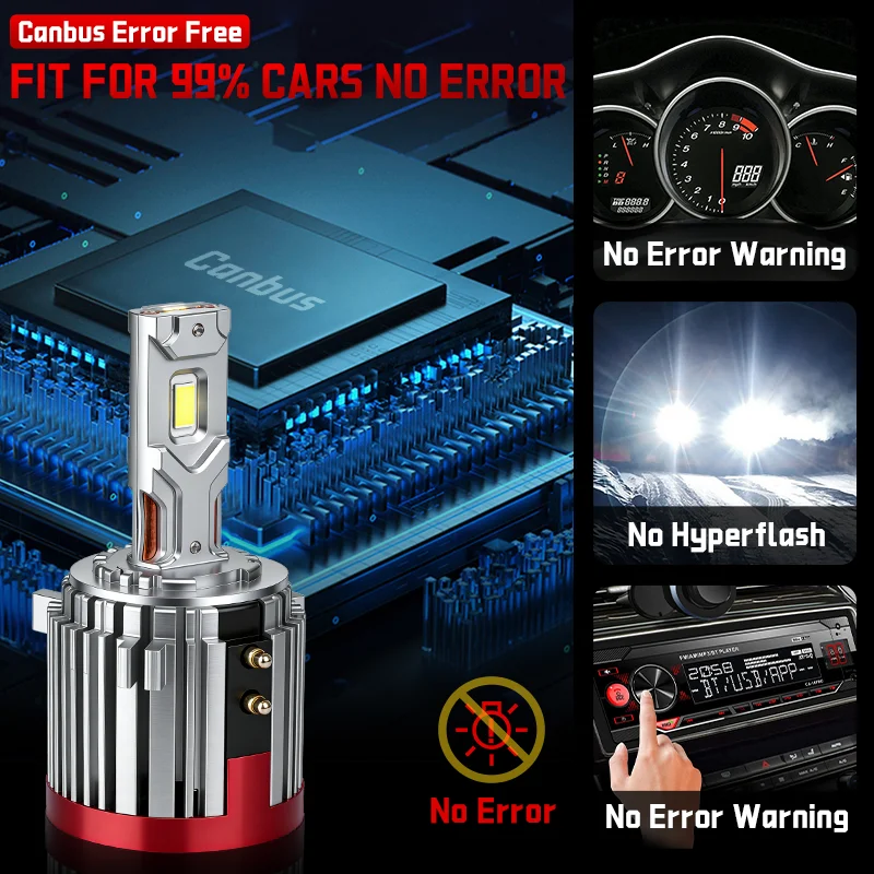 2개입 120W 30000LM H7 LED 헤드라이트 캔버스 노 에러 (VW 골프 6, 골프 7, T-ROC, 파사트, 티구안, 투란, 메르세데스-벤츠) 로우빔 라이트
