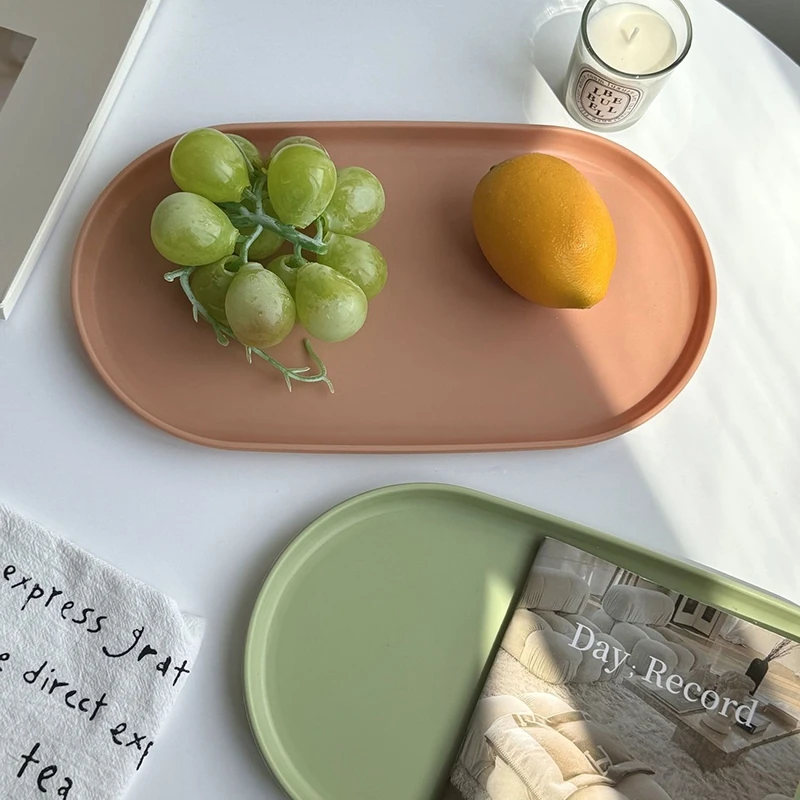 2pcs Kitchen Fruit Bread Storage Trays Tableware Coffee Cup Drying Plate Dessert Candy Display Tray Nordic Style Storage Trays