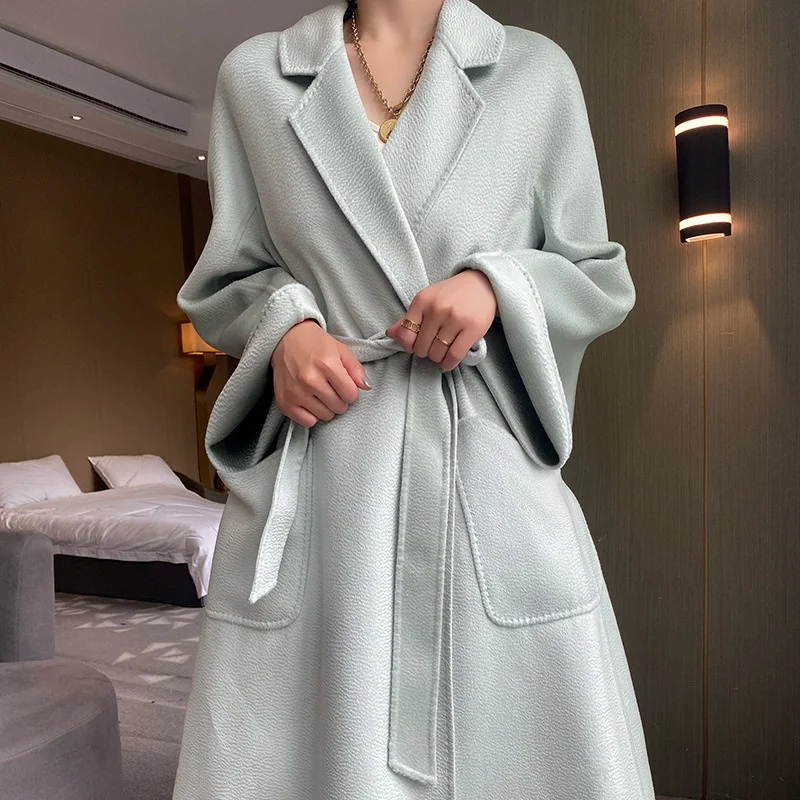 long puffer coat Double sided cashmere high-end off-season Hepburn style double-sided cashmere coat women's new winter Korean version long woolen Leather Jackets Coats & Jackets