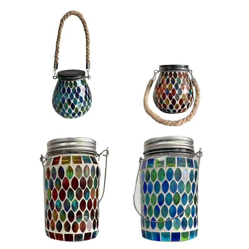 

Garden Lights LED Light Outdoor Multi-color Mosaic-Design Jar Solar-Powered Lamp