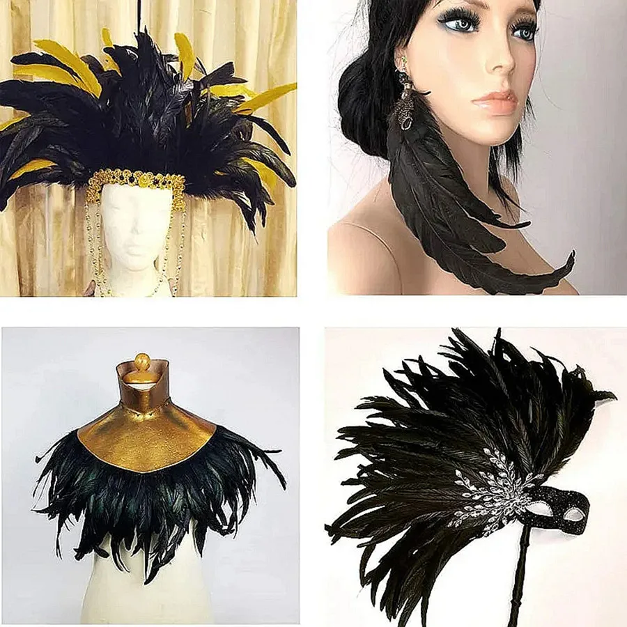 20/100Pcs 25-30CM DIY Rooster Feather Crafts Sewing Clothing Decor Plume Home Party Women's Feather Headwear Wedding Accessories rooster feathers craft feathers