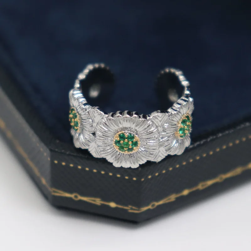 Cute Daisy Flower Ring for Women Sweet Korean Gold Plated Open Rings Lady's Luxury Jewelry Set Gift