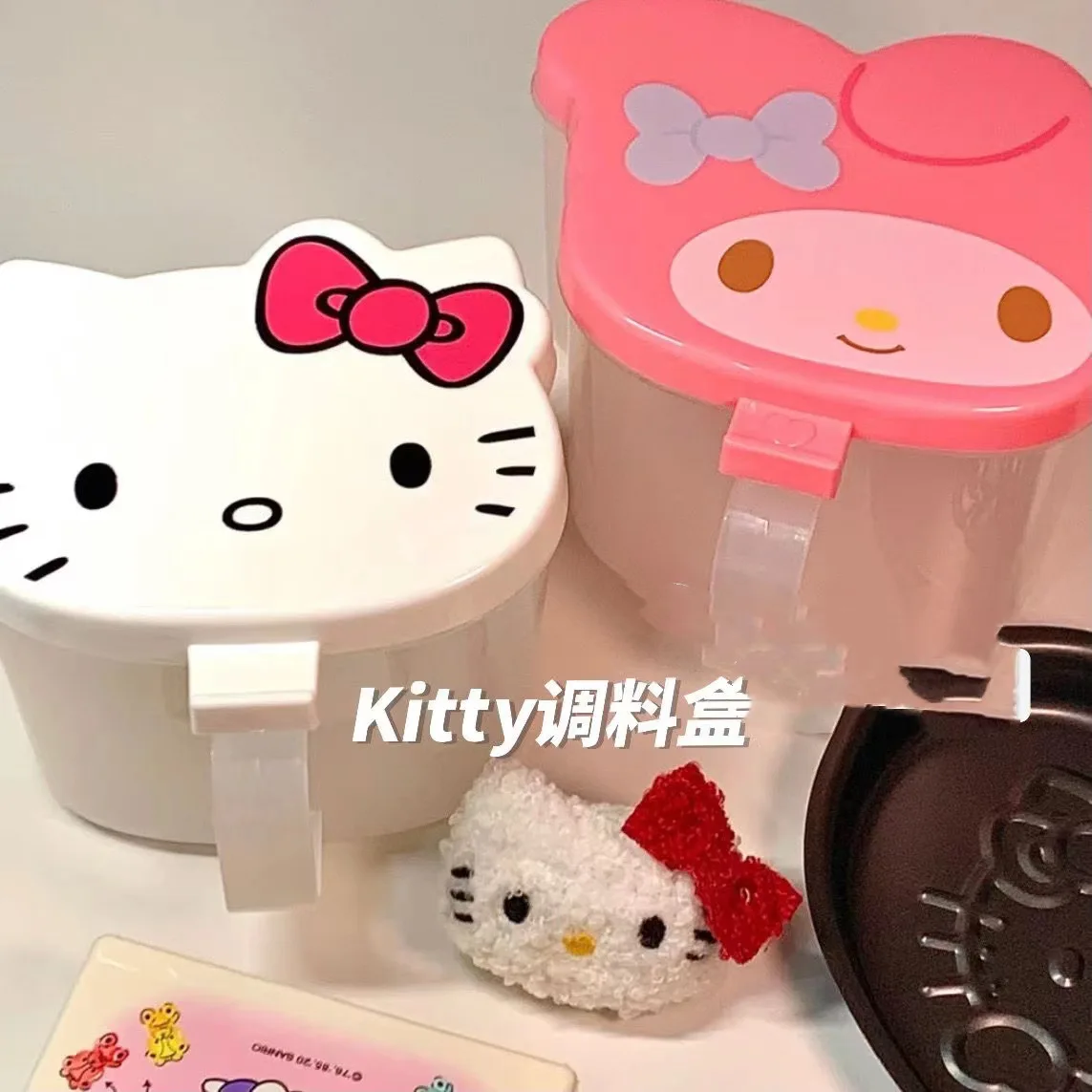 

Cute Sanrio Kitchen Seasoning Box Plastic Cartoon Hello Kitty My Melody Pepper Salt Pepper Storage Box Household Supplies