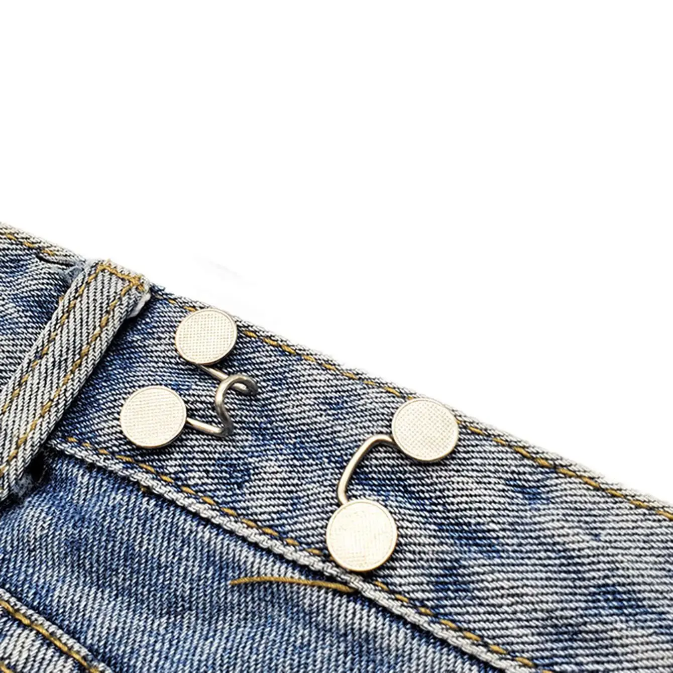 2pcs-Sets Metal Jeans Waist Buckle Adjustable Nail-free Snaps Fastener Button Detachable Waist Tightener Household
