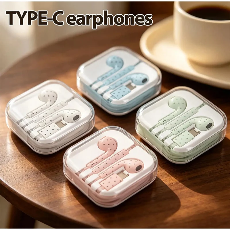 Polka Dot Wired Earphones - Cute HiFi In-Ear Sports Earbuds with Mic