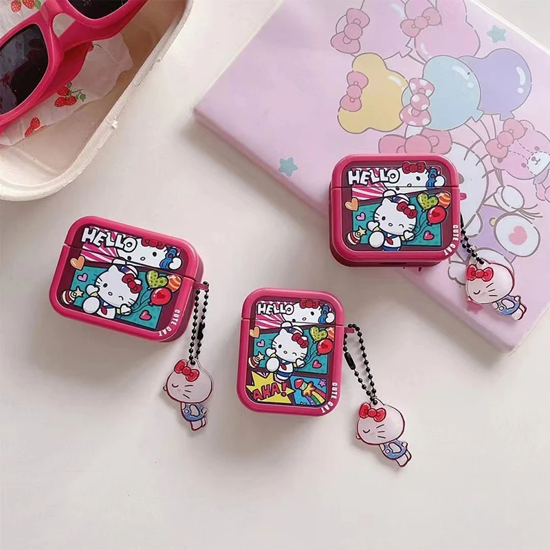 

Sanrio Hello Kitty Kawaii Anime Bluetooth Ear Case Cute Sweet Cartoon Anti-Fall Apple Earphone Case Lovely Gifts for Girls