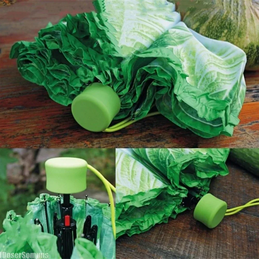 Folding Umbrella Lettuce Folding Sunny and Rainy Umbrella Guarda Chuva Creative Cabbage Umbrella Anti-uv Beach Funny Vegetable Parasol Women Gift