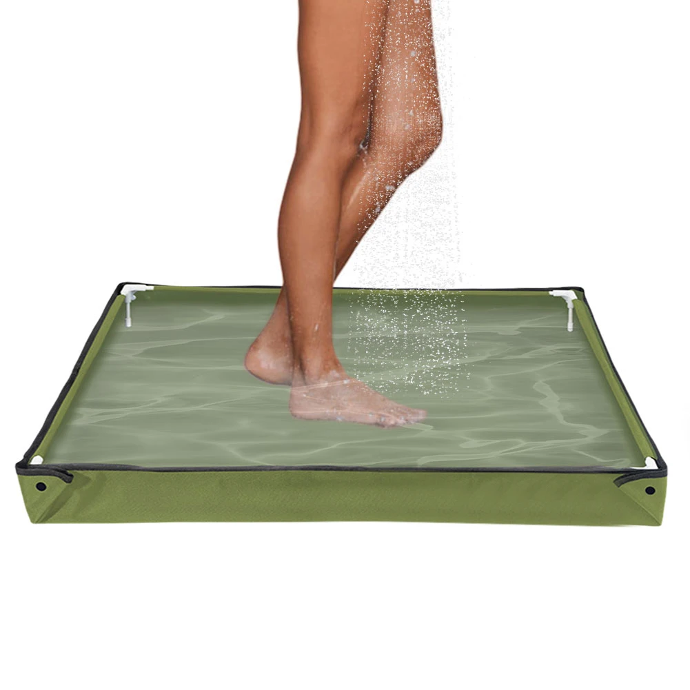 Foldable Shower Base Portable Shower Pan 80x80cm Camping Tent Floor Base Outdoor Shower Tray for Pet Shower Beach Travel Camping