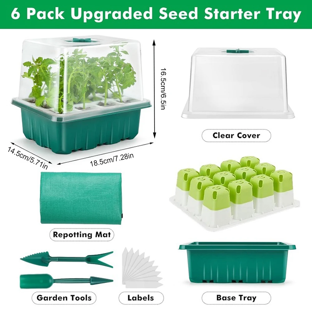 Seedling Starter Tray Kit with 12-Hole Silicone Planter