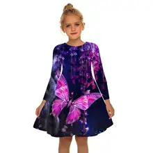 

3D Print Butterfly Print Dress Girls Gift Color Dress White Girl color Dress Irregular Tutu 2-17Y Children Kids Summer Dresses
