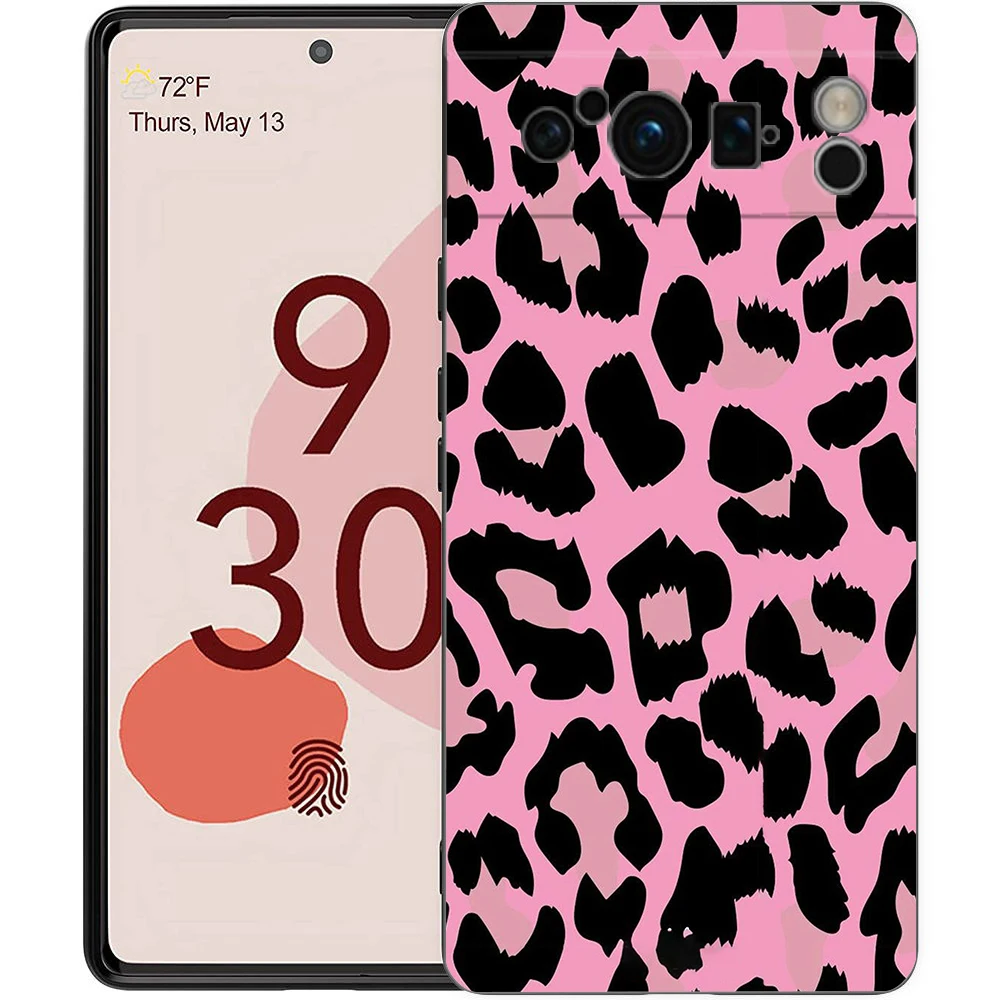 Leopard Print Pattern Soft Silicone Shockproof Phone Case - Black Cover s