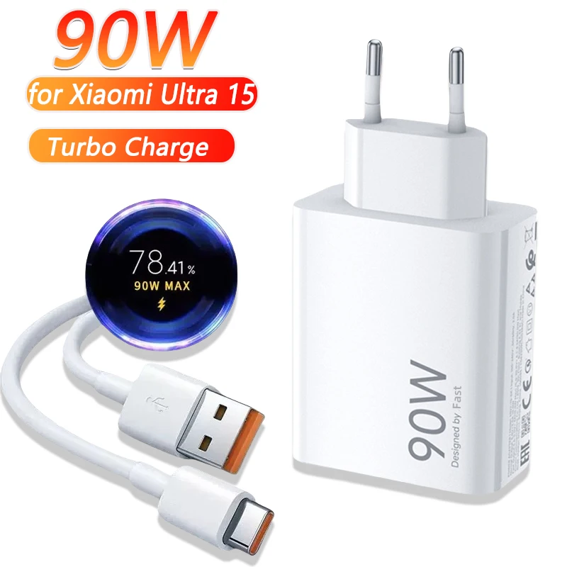Xiaomi 15 14 13 12 11 10 Ultra Note 12T 13 Pro için 90W USB Hızlı Şarj Cihazı Turbo Hızlı Şarj Tip C USB Şarj Kablosu