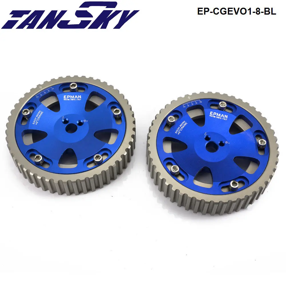2Pcs Adjustable Cam Gear Aluminium Timing Gear Pulley Kit For Mitsubishi Lancer EVO 1 2 3 4 4G63 4G63T Engine EP-CGEVO1-8-BL