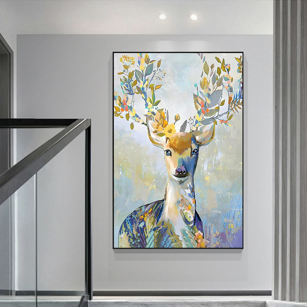 Aquarelle Sika cerf Style nordique Art toile peinture moderne maison mur  Art affiche imprime photo chambre salon décor Mural - AliExpress, image size:1000x1000