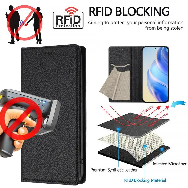 Vintage Slim Magnetic Leather Wallet Flip Cover with Card Slots