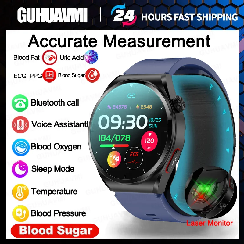 Per Huawei Xiaomi Precision Blood Pressure Heart Rate Health Air Pump Airbag Smartwatch Uomo Donna Blood Glucosio Lipide Ecg Watch