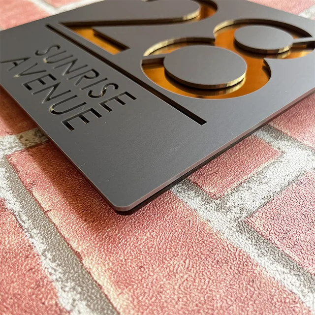 Targa Personalizzata Acrilico 3D Nero/Oro - Numero Civico, Nome Strada, Per Esterni - Foto 8