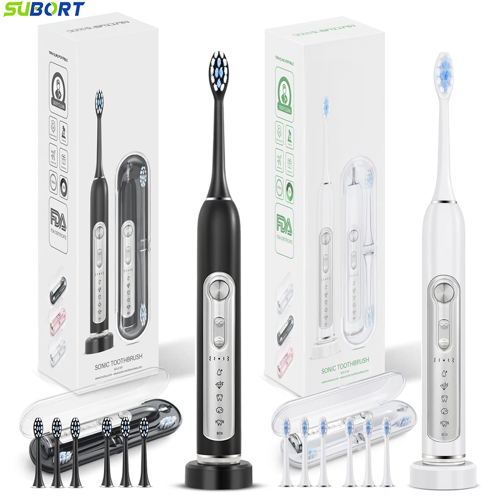 Subort Super Sonic Escovas de Dentes Elétricas para Adultos Crianças Smart Timer Escova de Dentes de Branqueamento Ipx7 Impermeável Conjunto de Cabeças Substituíveis