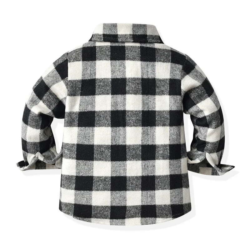 top and top Unisex Baby Boys Girls Long Sleeve Plaid Cotton Tee Shirts Tops Single Breasted Turn-down Casual Blouse