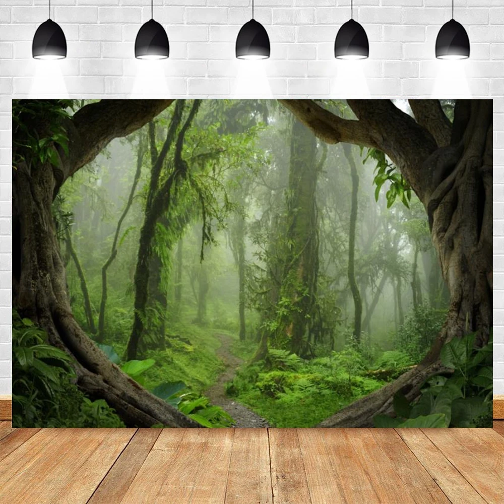 Spring Forest Backdrop Tropical Jungle Rainforest Backdrops for Photography Camping Adventure Birthday Background Photo Studio photo backdrop
