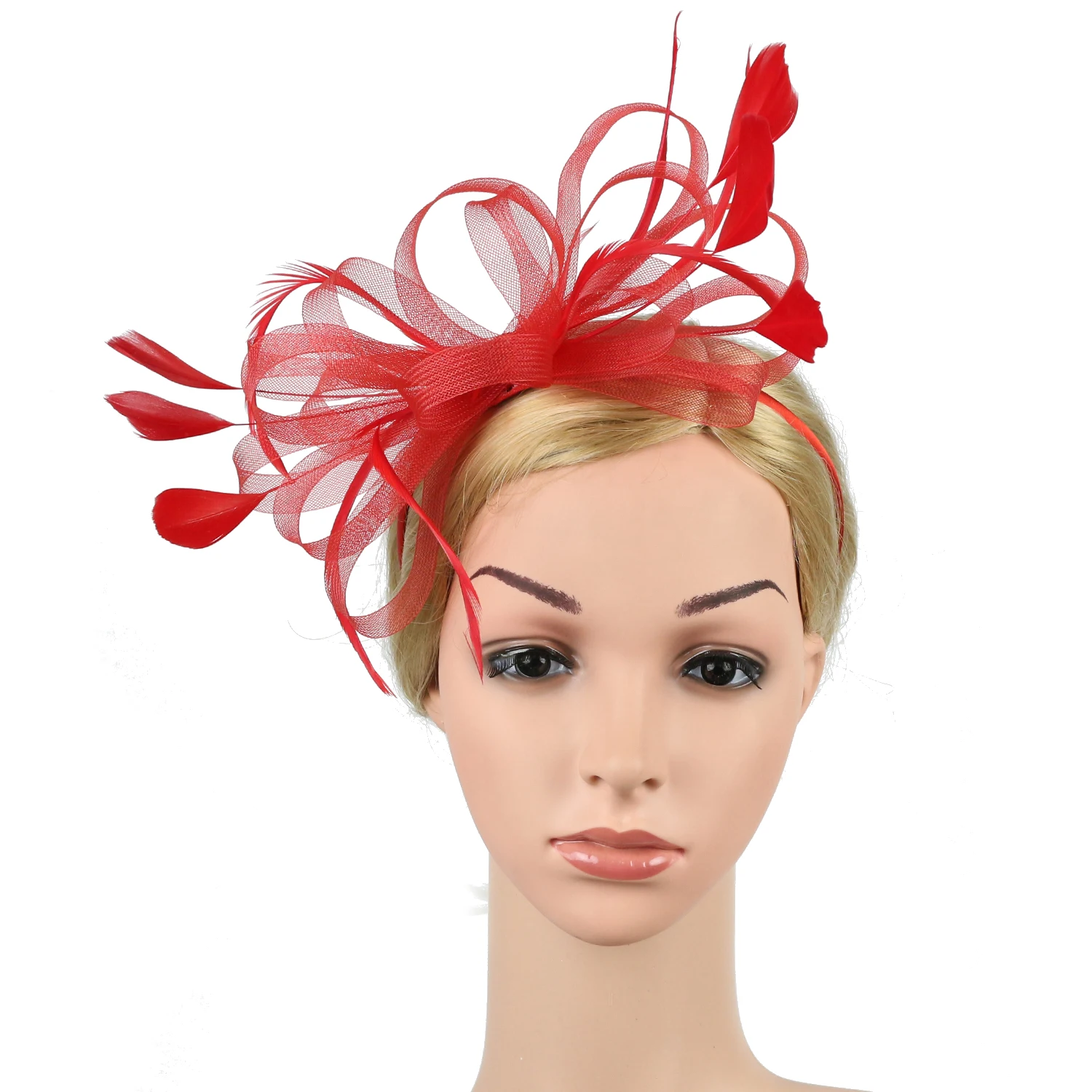 Frauen Chic Fascinator Hut Cocktail Hochzeit Party Kirche Kopfschmuck Elegante Kopfbedeckung Feder Haar Zubehör Braut Haarnadel – Detail 3